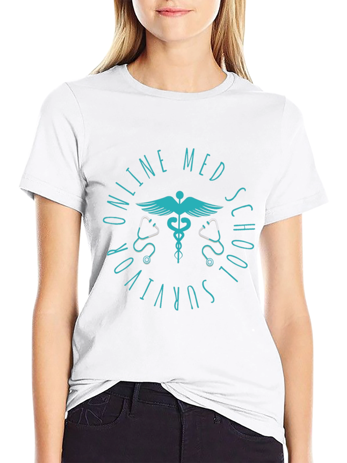 Online Med School Survivor Black Tee