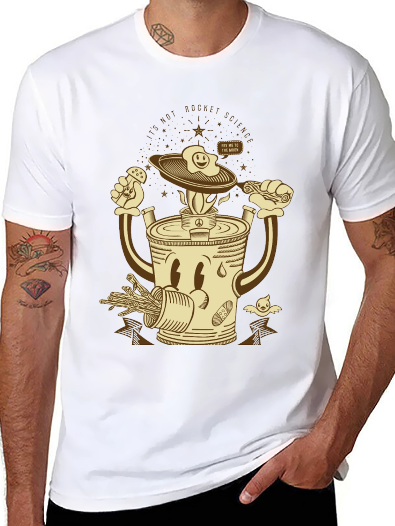 Humorous Fry Me To The Moon Graphic Tee