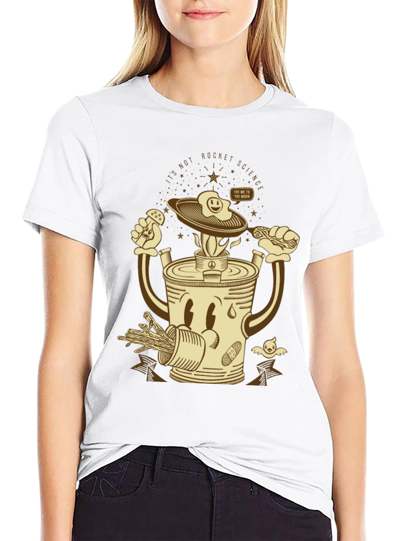 Humorous Fry Me To The Moon Graphic Tee