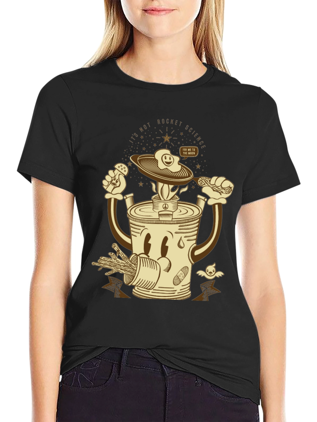 Humorous Fry Me To The Moon Graphic Tee