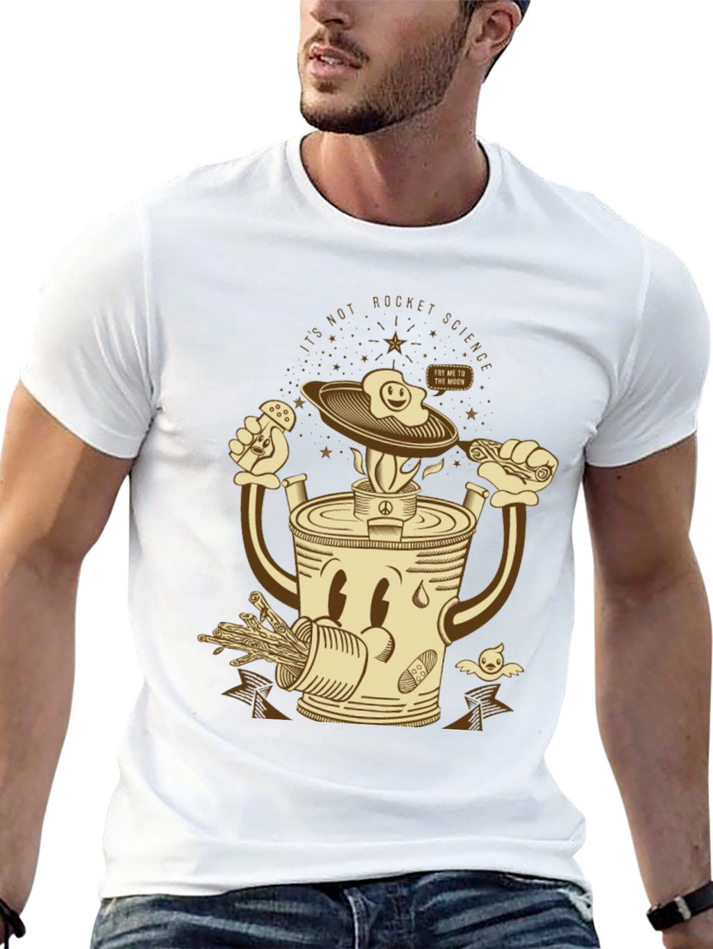 Humorous Fry Me To The Moon Graphic Tee