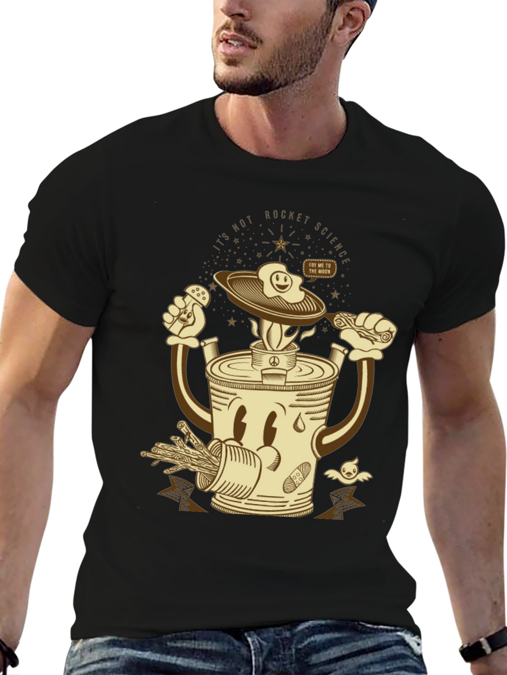 Humorous Fry Me To The Moon Graphic Tee