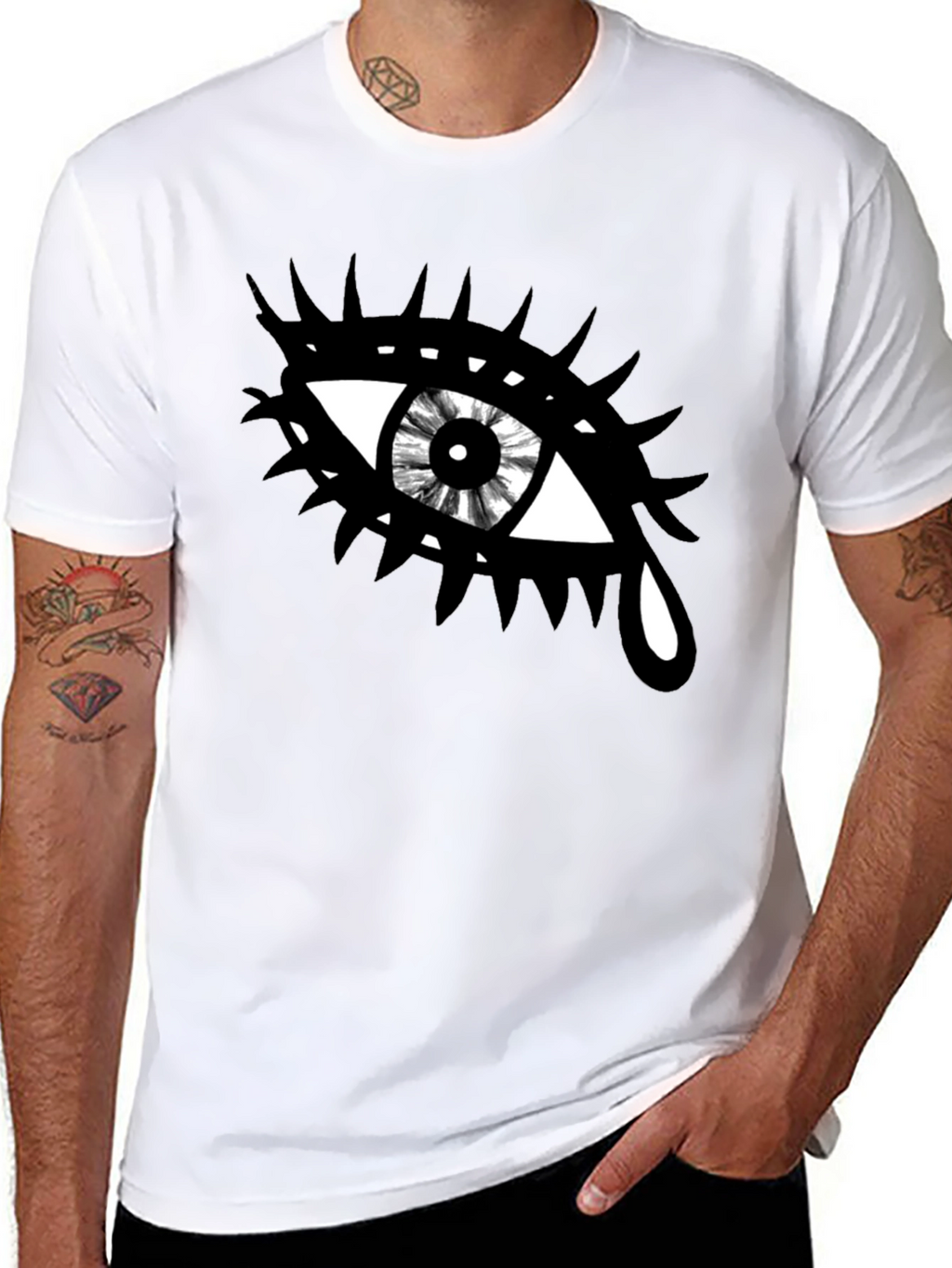Edgy Eye Graphic Tee - Unisex Black Cotton T-Shirt