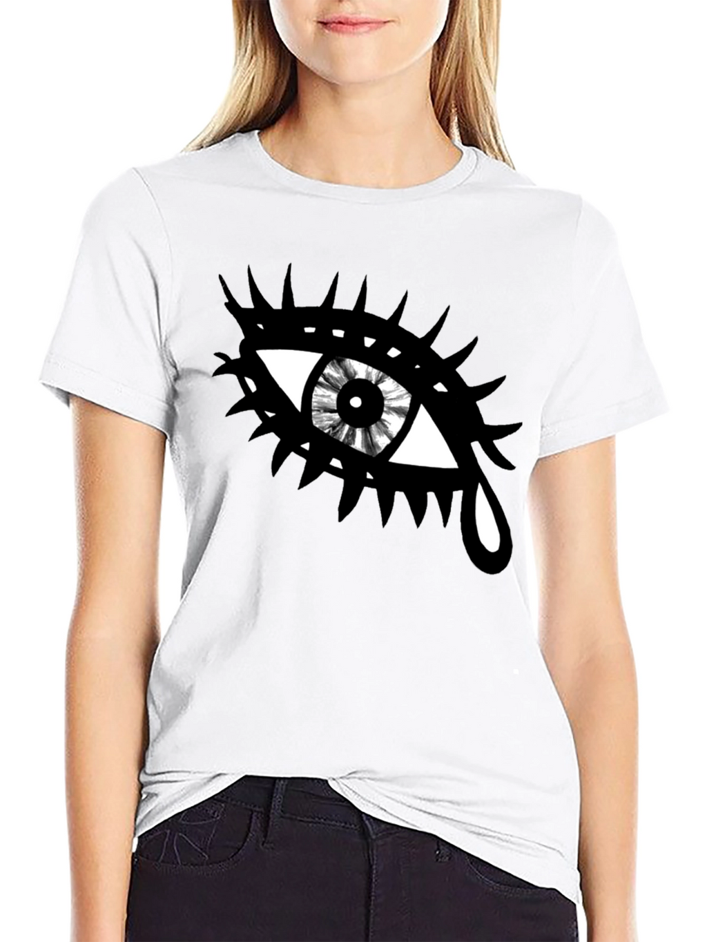 Edgy Eye Graphic Tee - Unisex Black Cotton T-Shirt