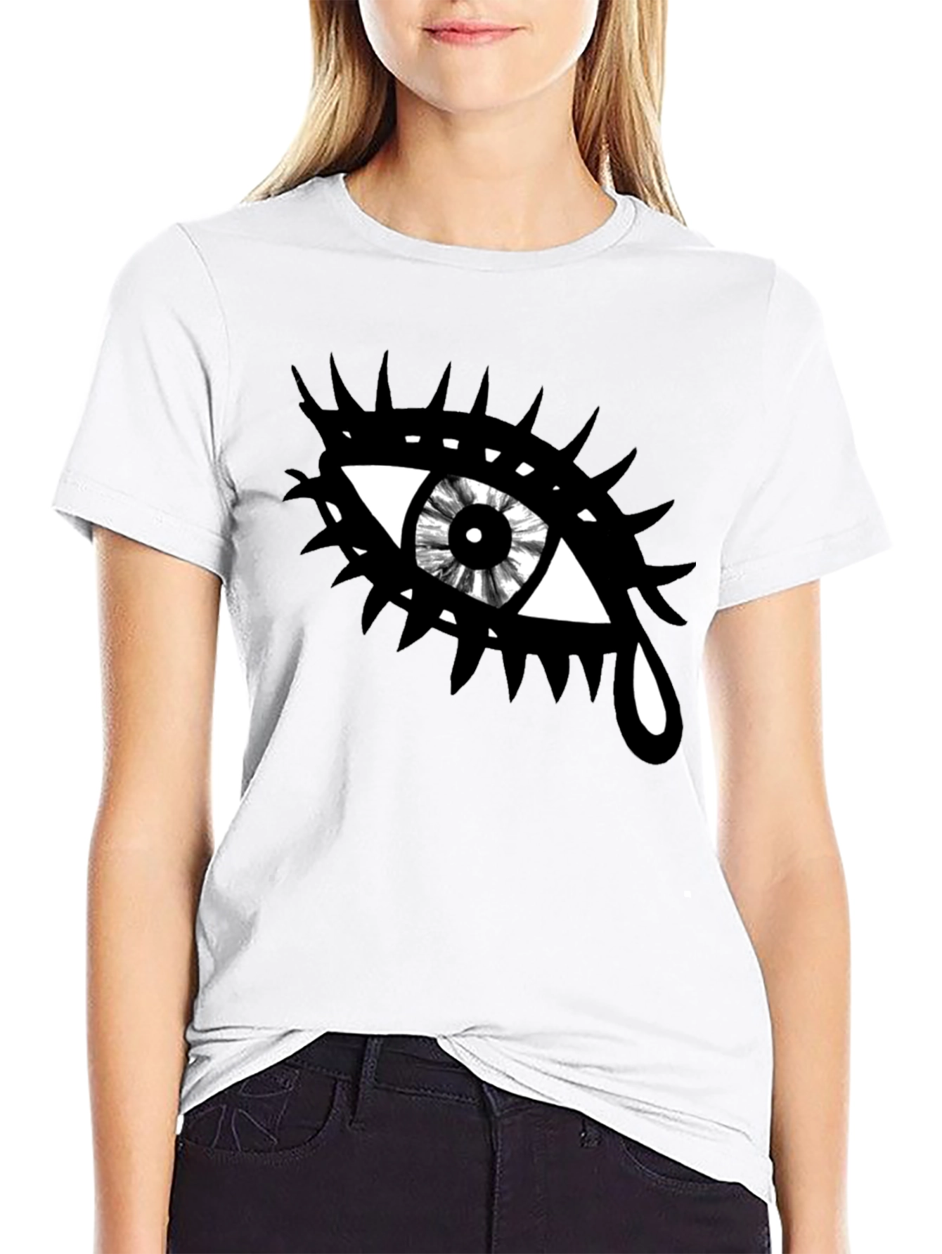 Edgy Eye Graphic Tee - Unisex Black Cotton T-Shirt