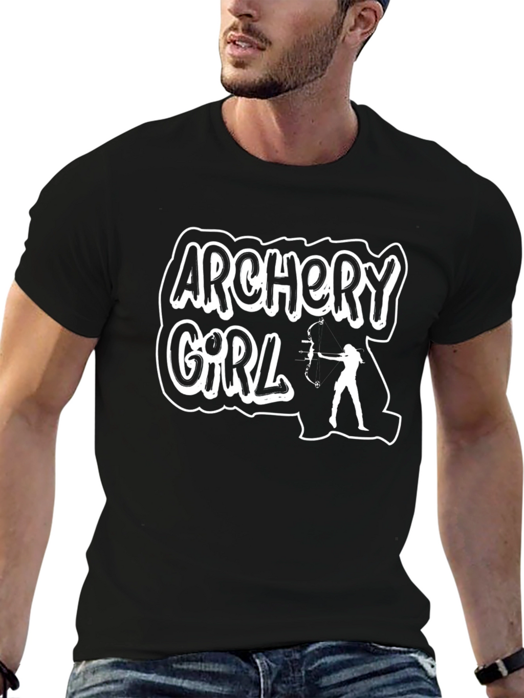 Archery Girl Black T-Shirt - Sporty & Stylish