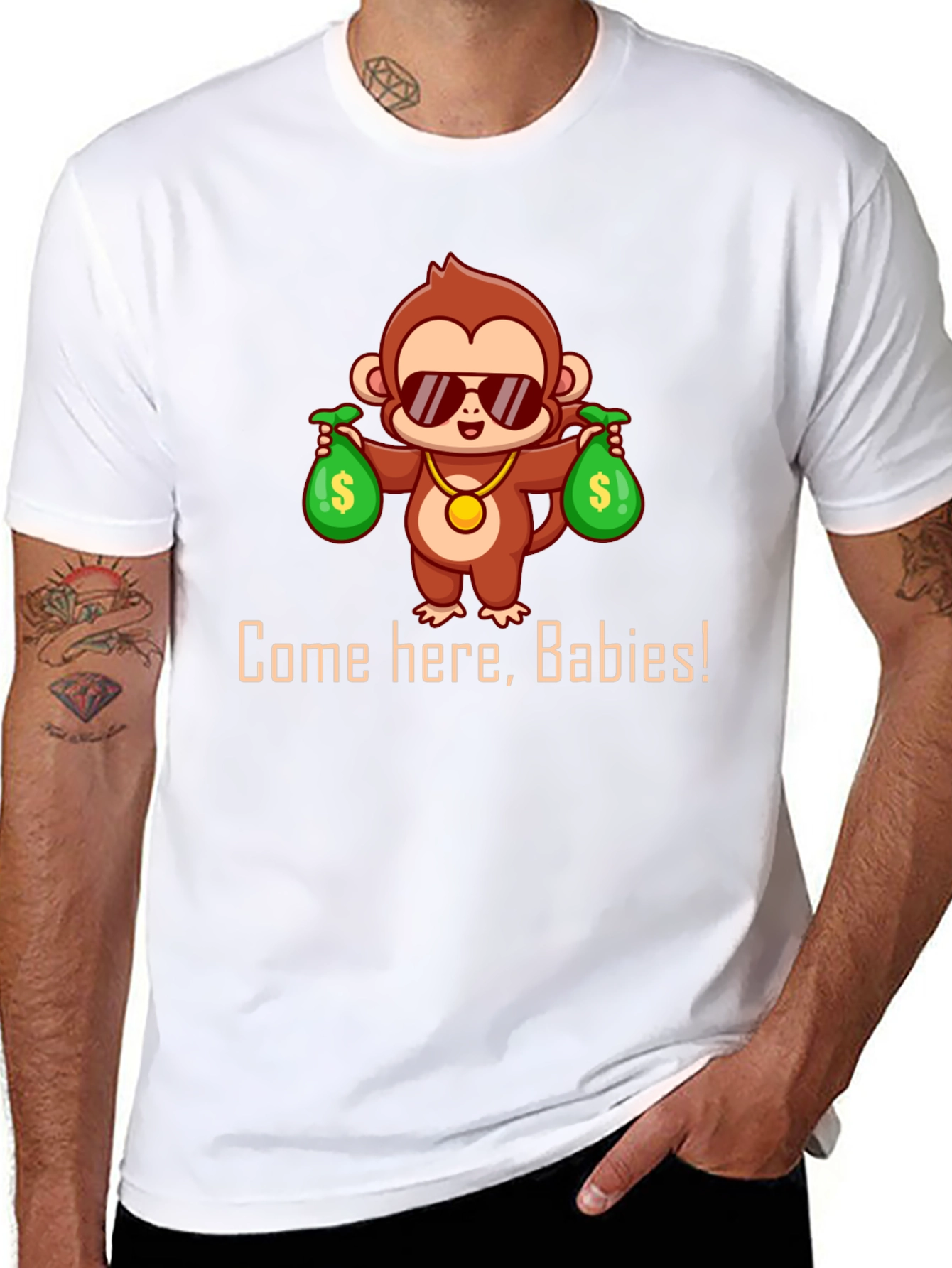 Monkey Money Bags Graphic T-Shirt