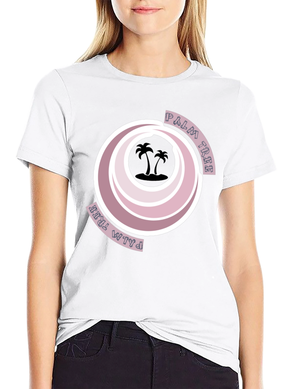 Retro Palm Tree Graphic Tee - Black