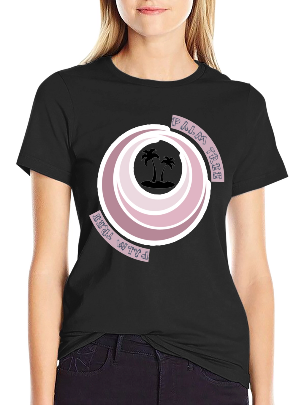 Retro Palm Tree Graphic Tee - Black