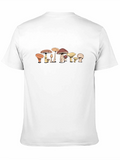 Funky Mushroom Print Black T-Shirt