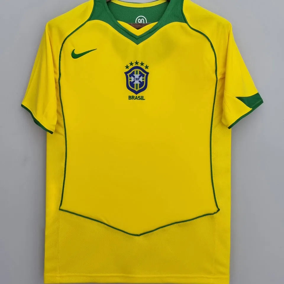 2004/06 Brazil Home Yellow Retro Soccer Jersey Front