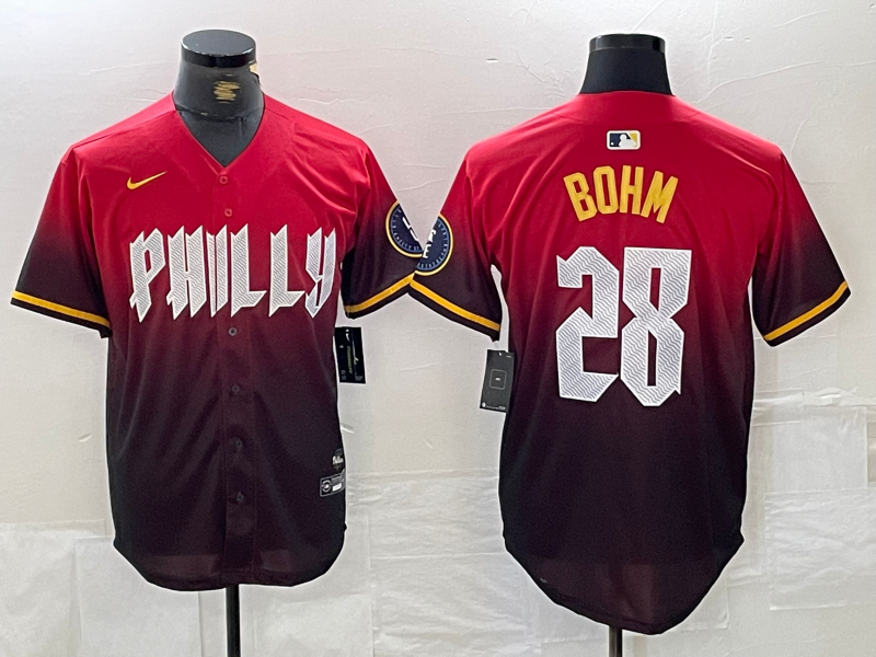 Men's Philadelphia Phillies Alec Bohm #28 Red 2024 City Connect Limited Player Jerseys