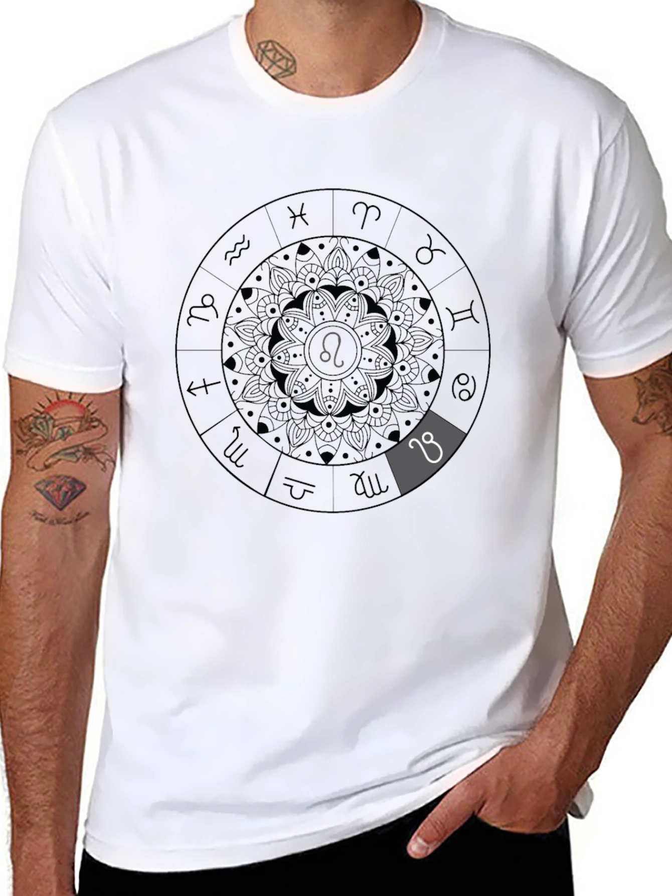 Zodiac Leo Constellation Black Graphic Tee