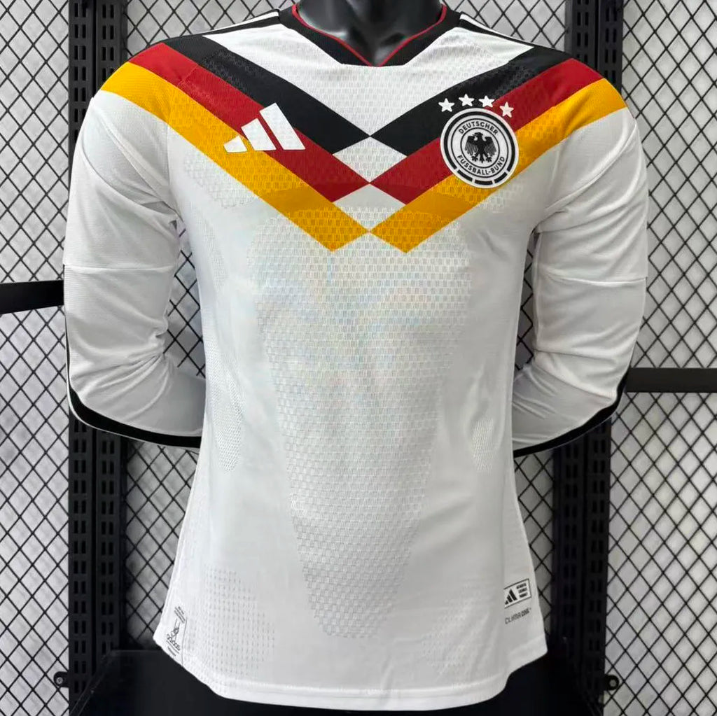 2026/27 Germany Home White Player Version Long Sleeve Soccer Jersey Detail 1