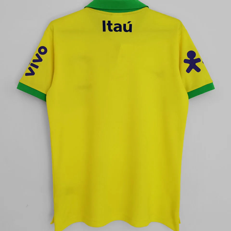 2023 Brazil Yellow Polo Short Jersey Back