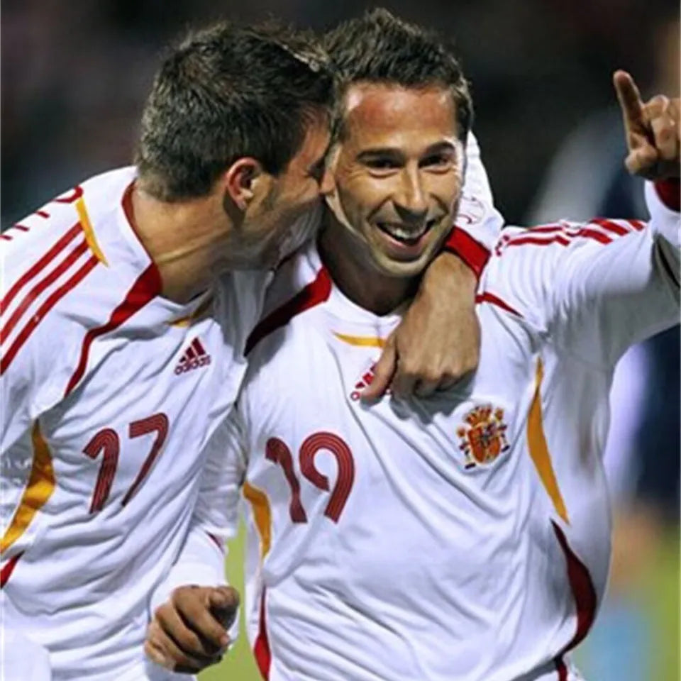 2006 Spain Away White Retro Soccer Jersey Detail 1