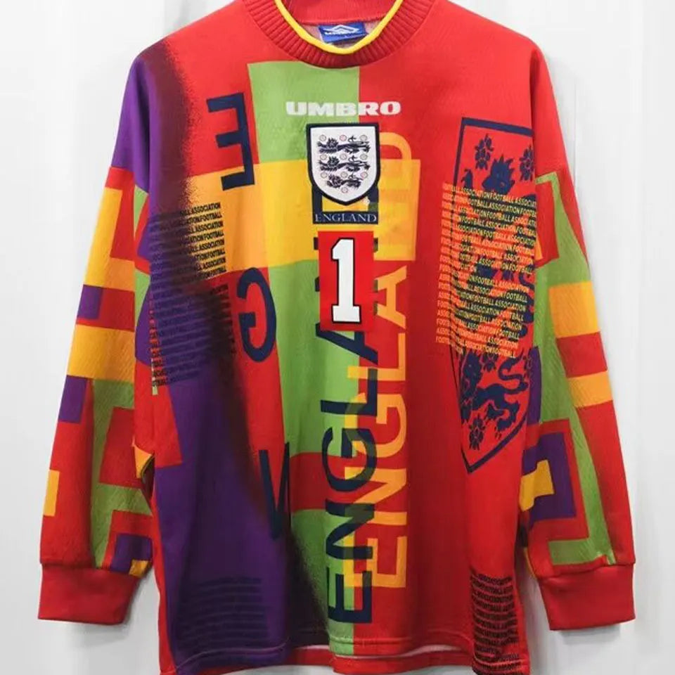 1996 England Goalkeeper Retro Long Sleeve Jersey Back