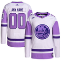 Men's New York Islanders White/Purple Custom Player Gamer Jerseys