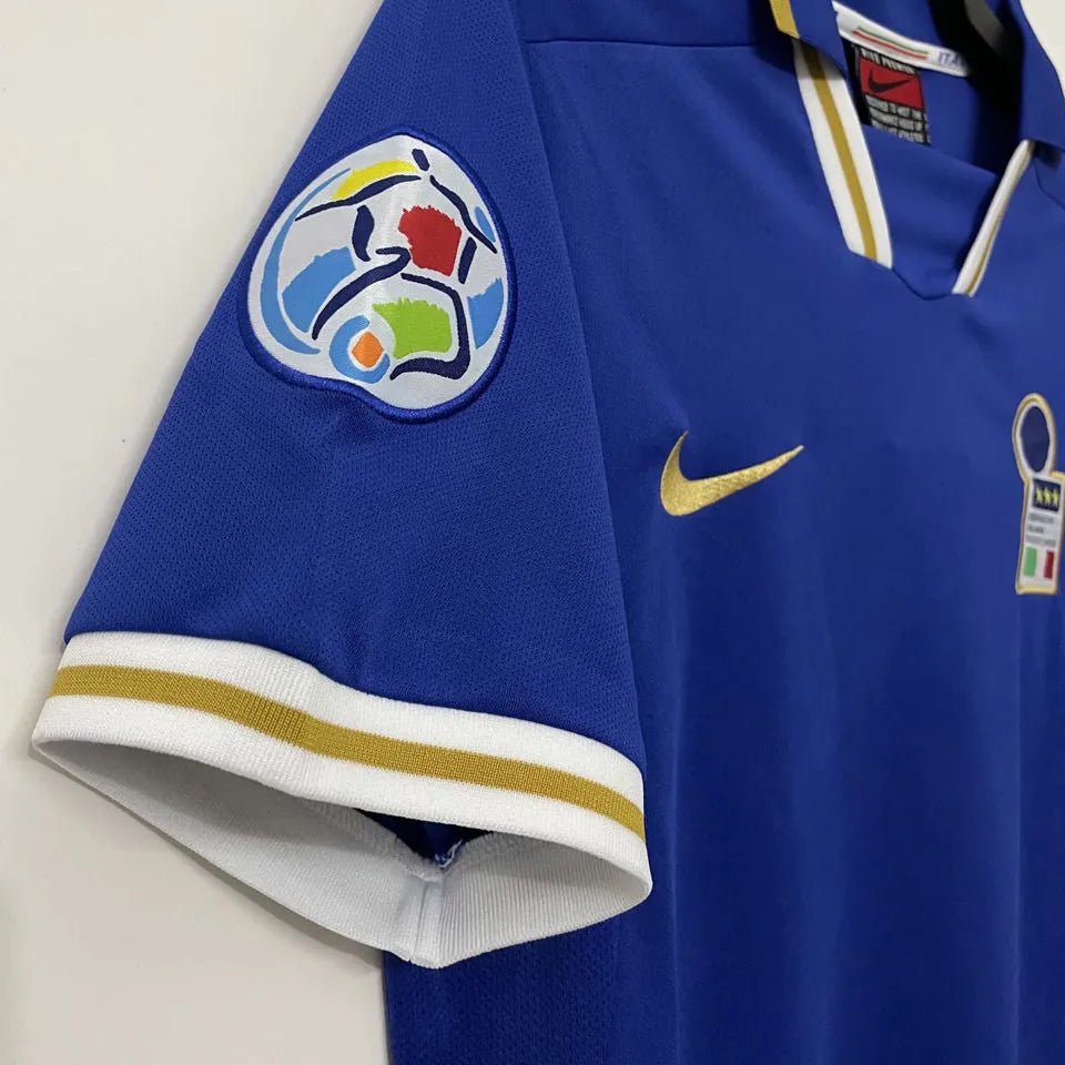 1996 Italy Home Blue Retro Soccer Jersey Detail 4