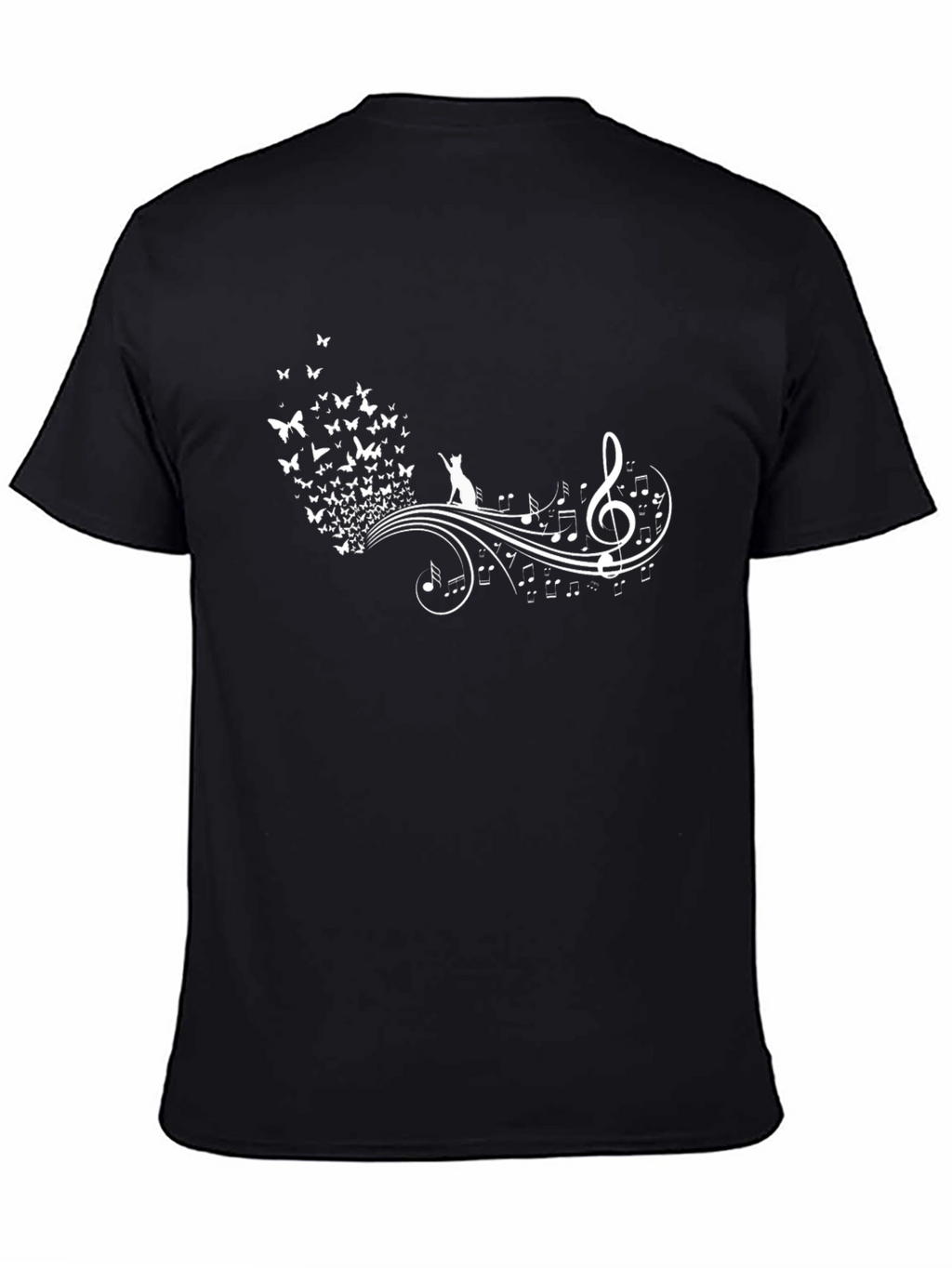 Cat Butterfly Music T-Shirt - Unique Graphic Tee