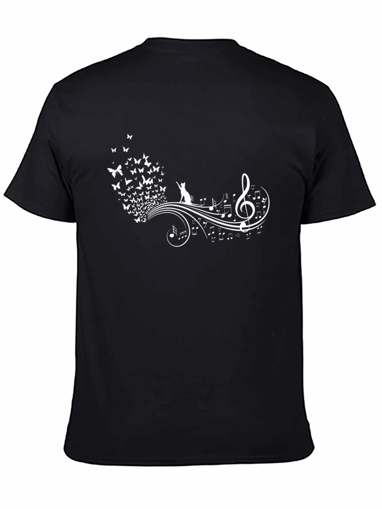 Cat Butterfly Music T-Shirt - Unique Graphic Tee