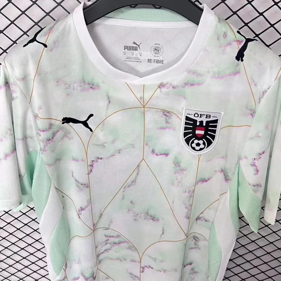 2026/27 Austria Third Fans Soccer Jersey (Have Right Patch 有右臂章 黑底白字） Detail 4