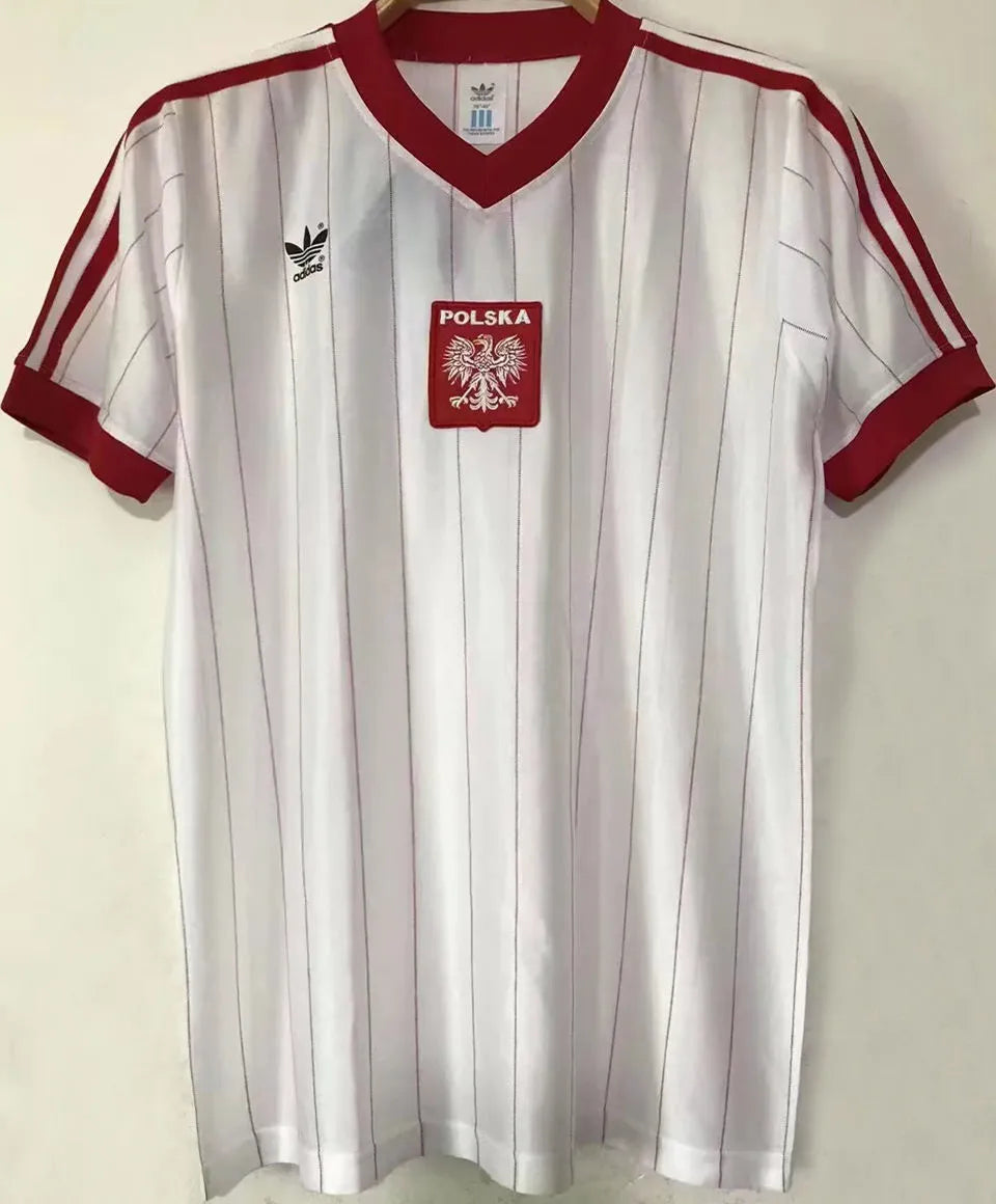 1982 Poland Home White Retro Soccer Jersey Back