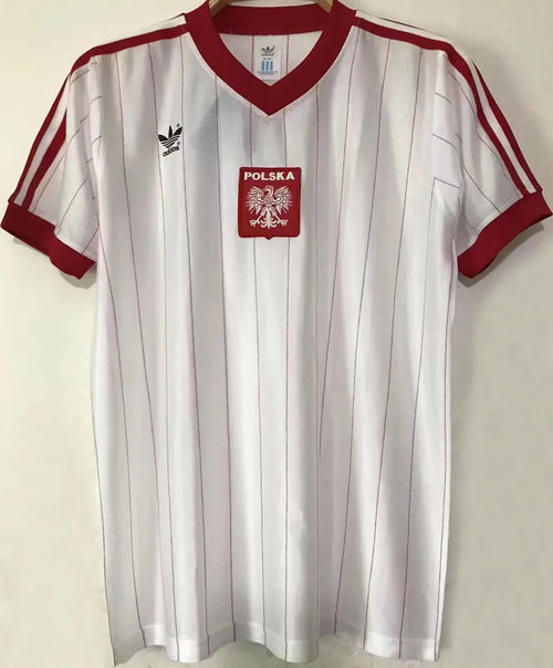 1982 Poland Home White Retro Soccer Jersey Back