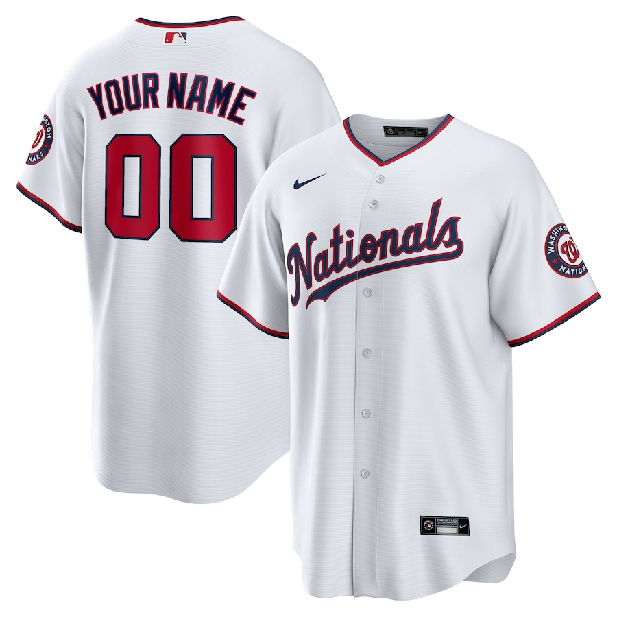 Men's Washington Nationals White Replica Custom Jerseys