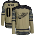 Men's Detroit Red Wings Camo Military Appreciation Team Authentic Custom Practice Jerseys