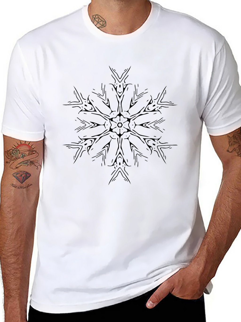 Black Graphic Tee - Abstract Mandala Design