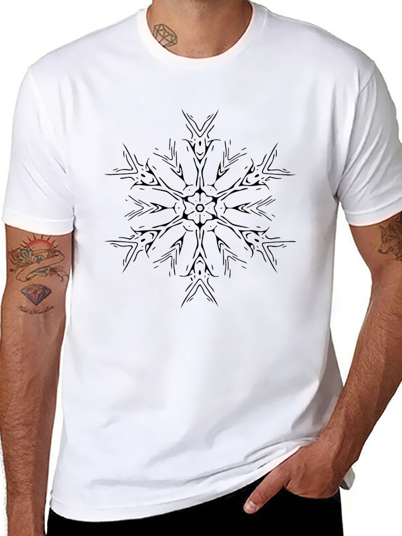 Black Graphic Tee - Abstract Mandala Design