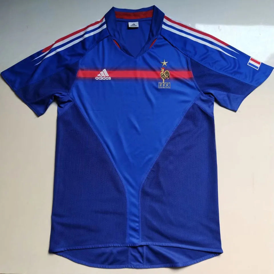 2004 France Home Blue Retro Soccer Jersey Front