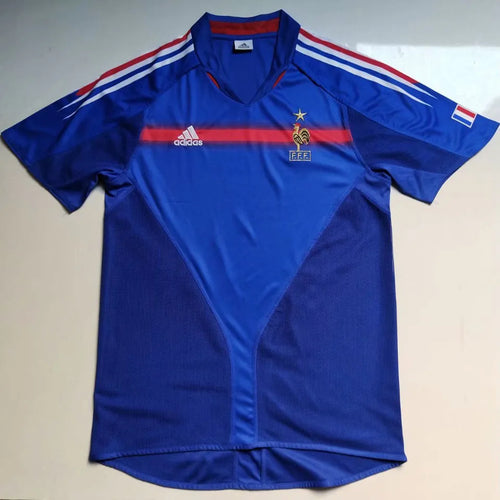2004 France Home Blue Retro Soccer Jersey Front