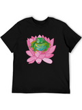 Frog on Lotus Flower Graphic T-Shirt