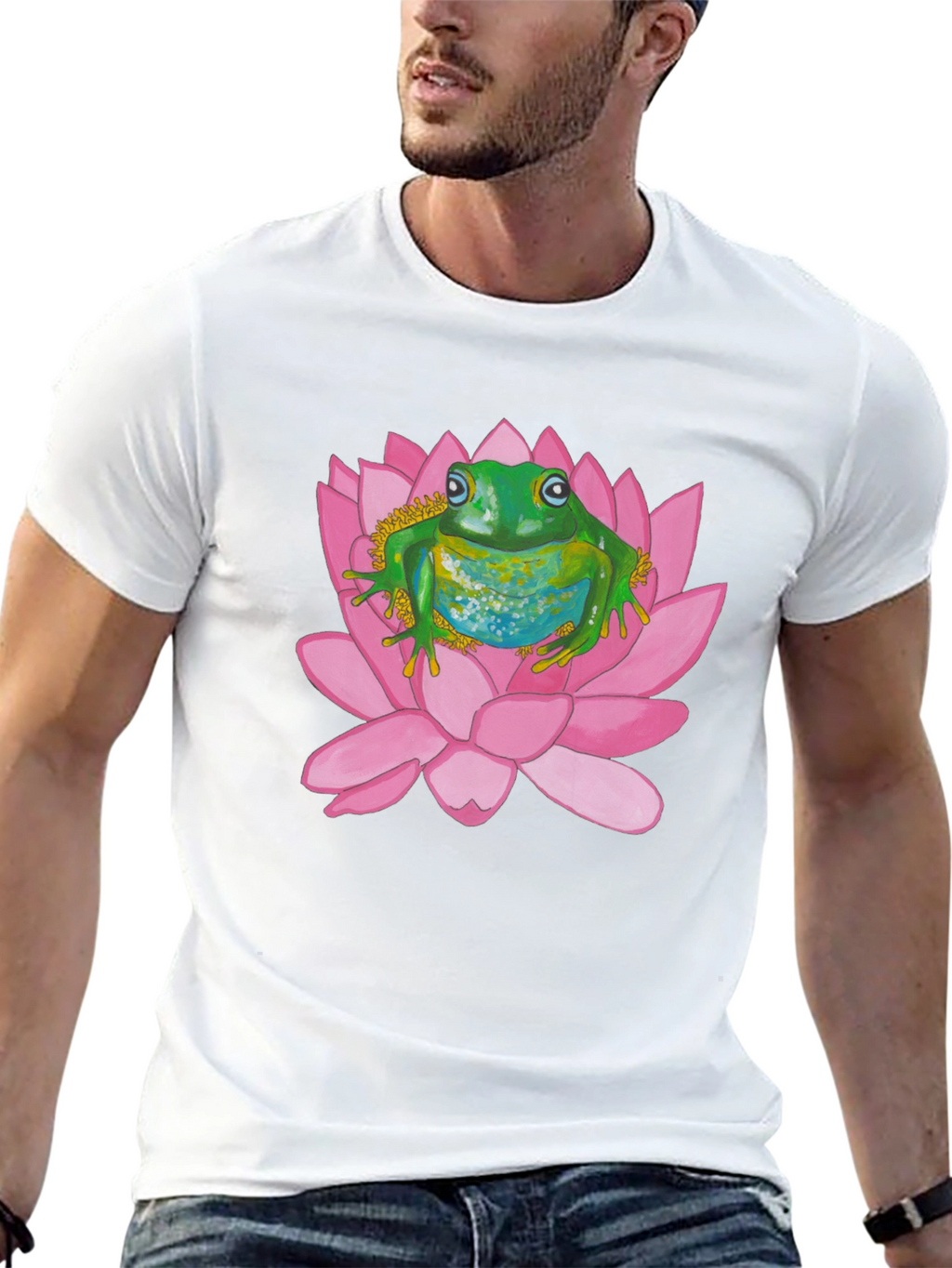 Frog on Lotus Flower Graphic T-Shirt