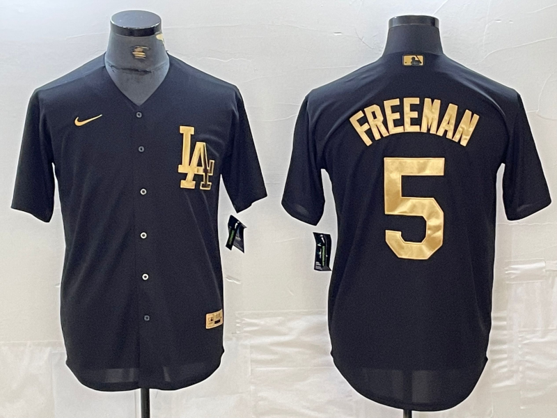 Men's Los Angeles Dodgers Freddie Freeman #5 Black Limited Player Jerseys