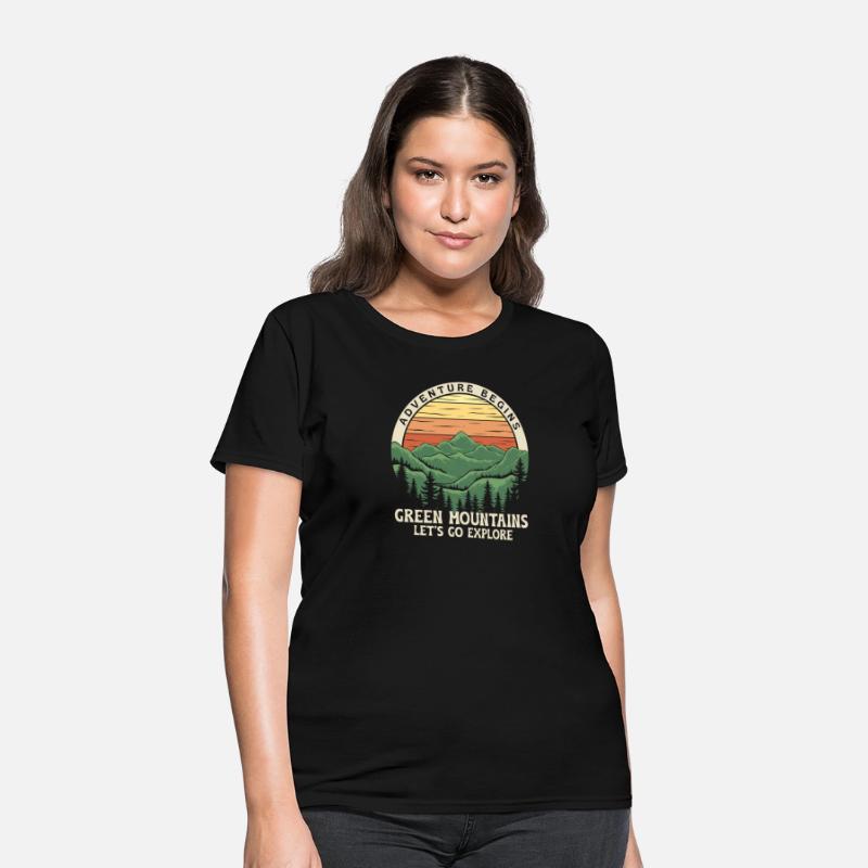 Adventure Begins, retro design. Mountain days