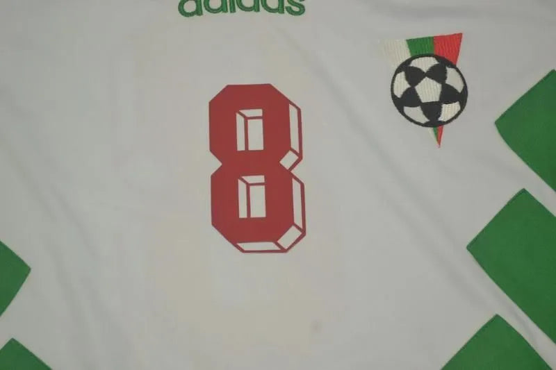 1994 Bulgaria Home White Retro Soccer Jersey Detail 4