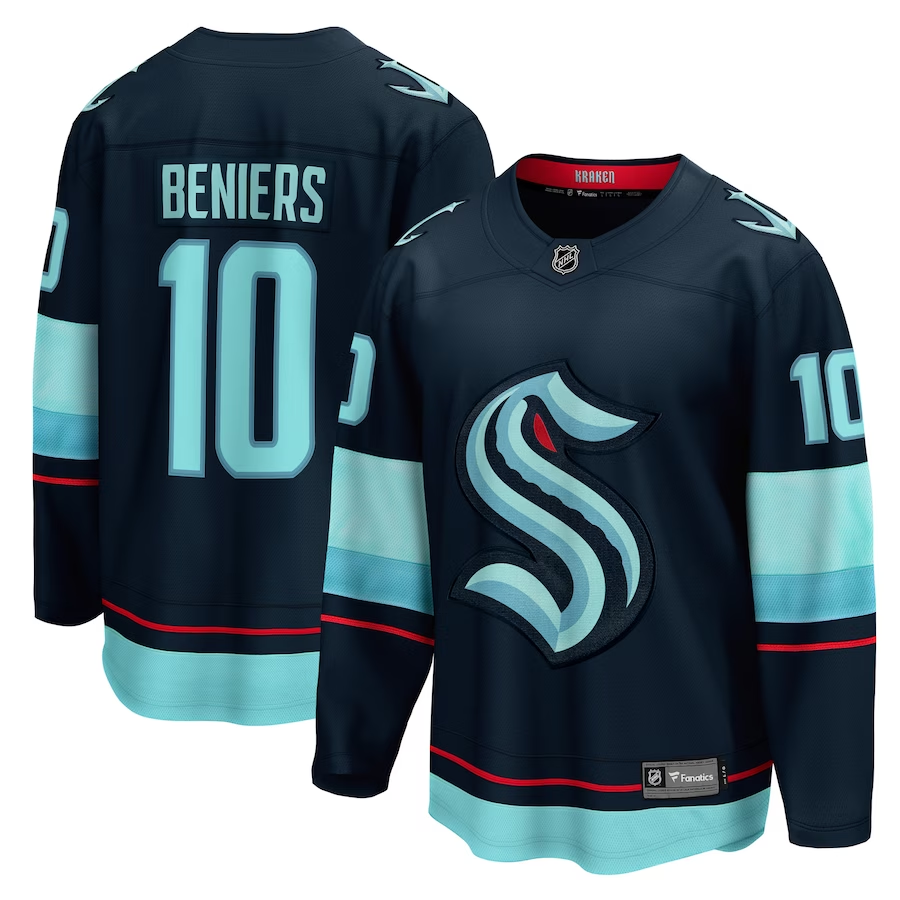 Men's Seattle Kraken Matty Beniers #10 Deep Sea Blue Premier Breakaway Player Jerseys
