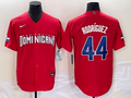 Men's 2023 World Baseball Classic #44 Julio Rodriguez Dominican Republic Red Jerseys