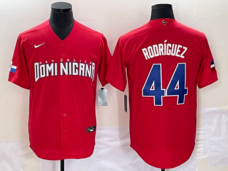 Men's 2023 World Baseball Classic #44 Julio Rodriguez Dominican Republic Red Jerseys