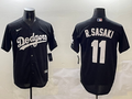 Men's Los Angeles Dodgers Roki Sasaki #11 Black Replica Game Jerseys