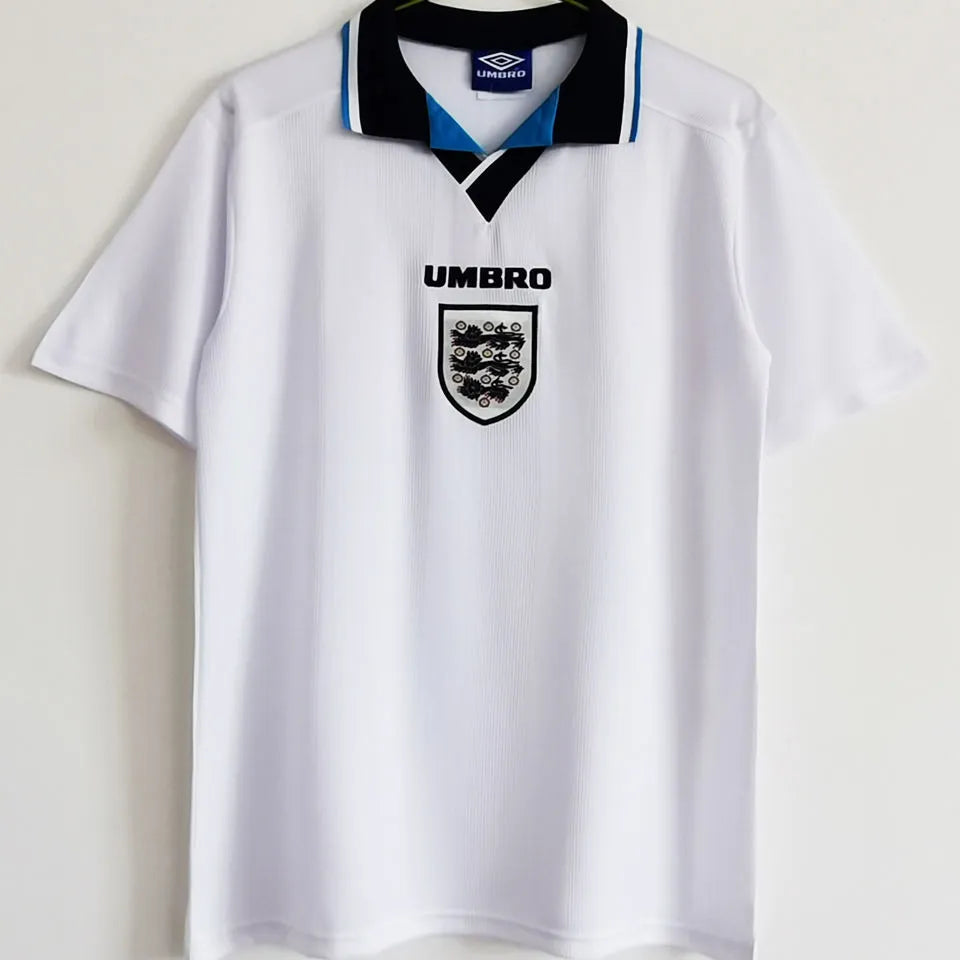 1996 England Home White Retro Soccer Jersey Front