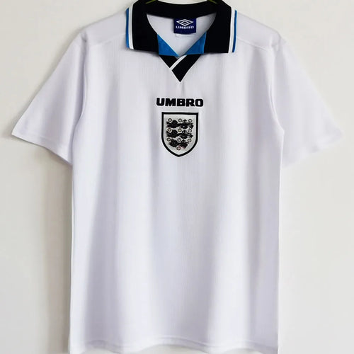 1996 England Home White Retro Soccer Jersey Front