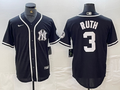 Men's New York Yankees Babe Ruth #3 Black Limited Jerseys