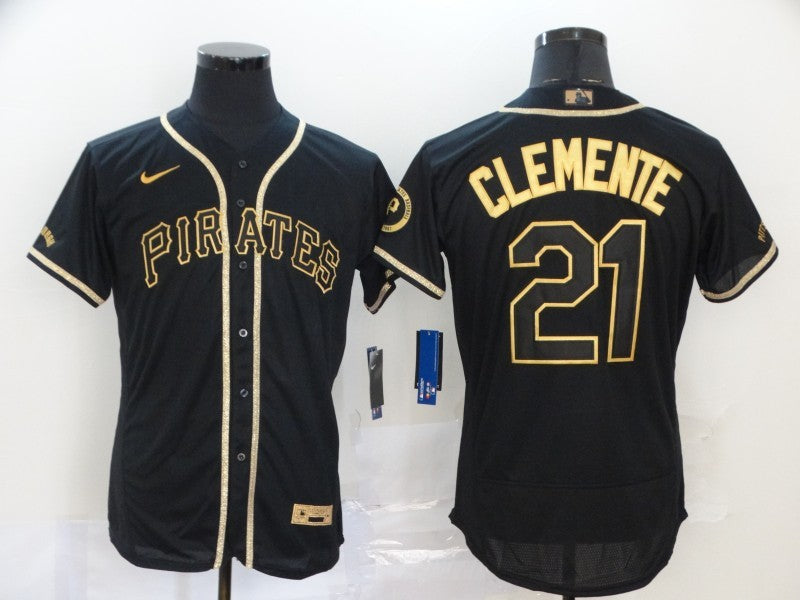 Men's Pittsburgh Pirates Roberto Clemente #21 Black Stitched Jerseys