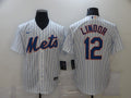 Men's New York Mets Francisco Lindor #12 White Replica Baseball Jerseys