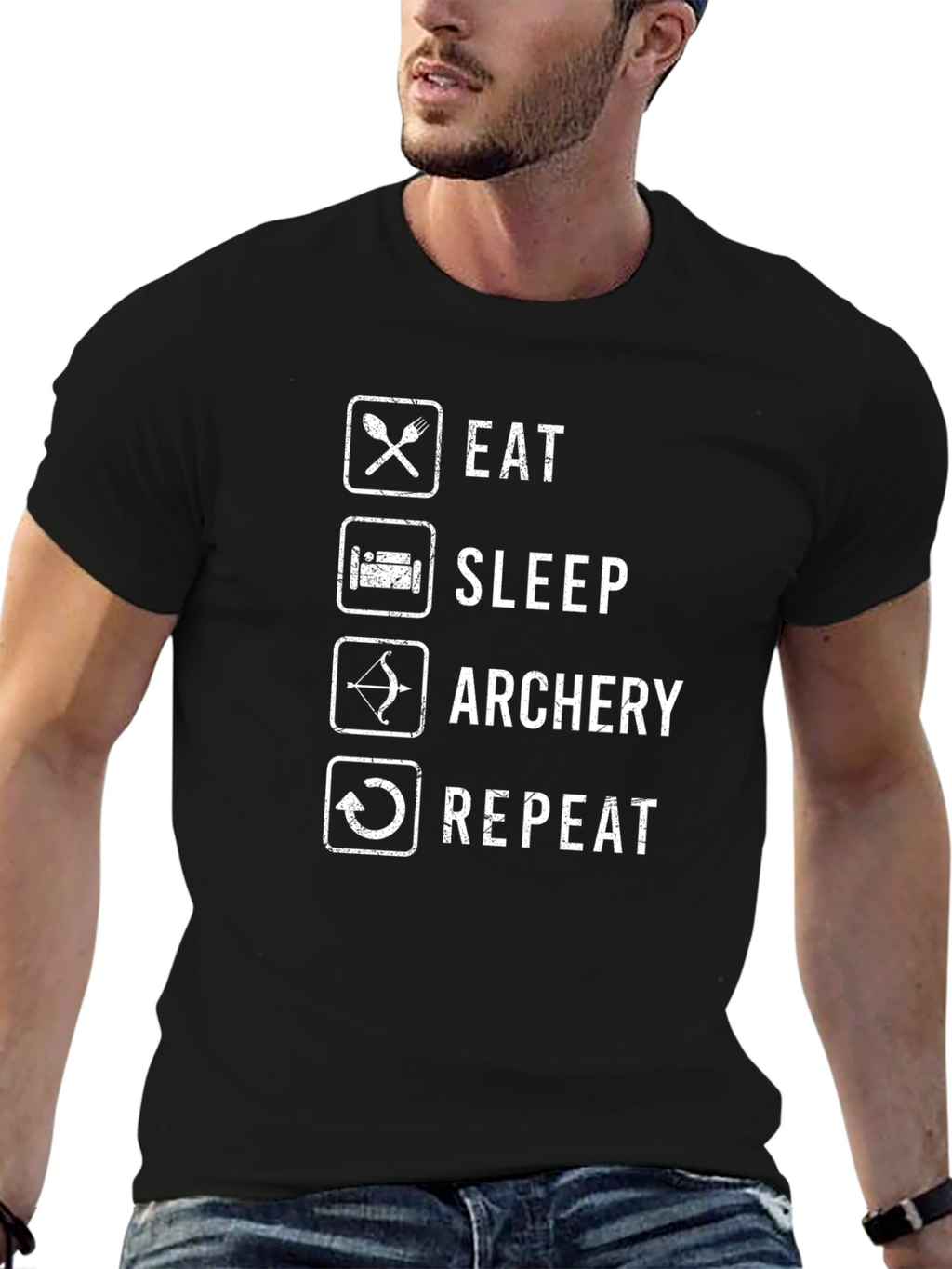 Eat Sleep Archery Repeat Black T-Shirt