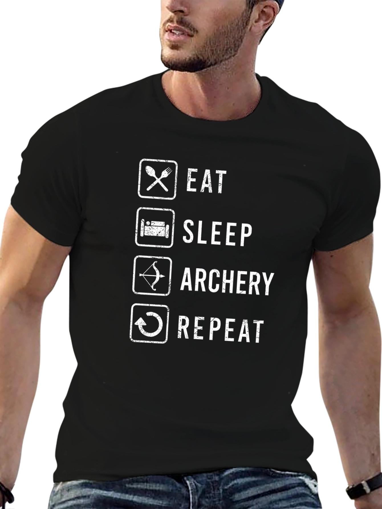 Eat Sleep Archery Repeat Black T-Shirt